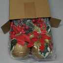 Zeyune Christmas Poinsettias Artificial Christmas Flowers Floral Red Table Top Pinecone Poinsettia and Holly Berries Silk Flower Arrangements in Decorative Pot Greenery Holiday Xmas Home Decor (4 Pcs)