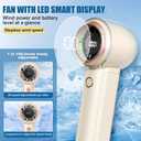 Portable Handheld Turbo Fan, 1-100 Speed Hand Fan with Air Turbo Tech and Digital Display, 13000 RPM Rechargeable for Outdoor Activities,Travel,Working (Beige)