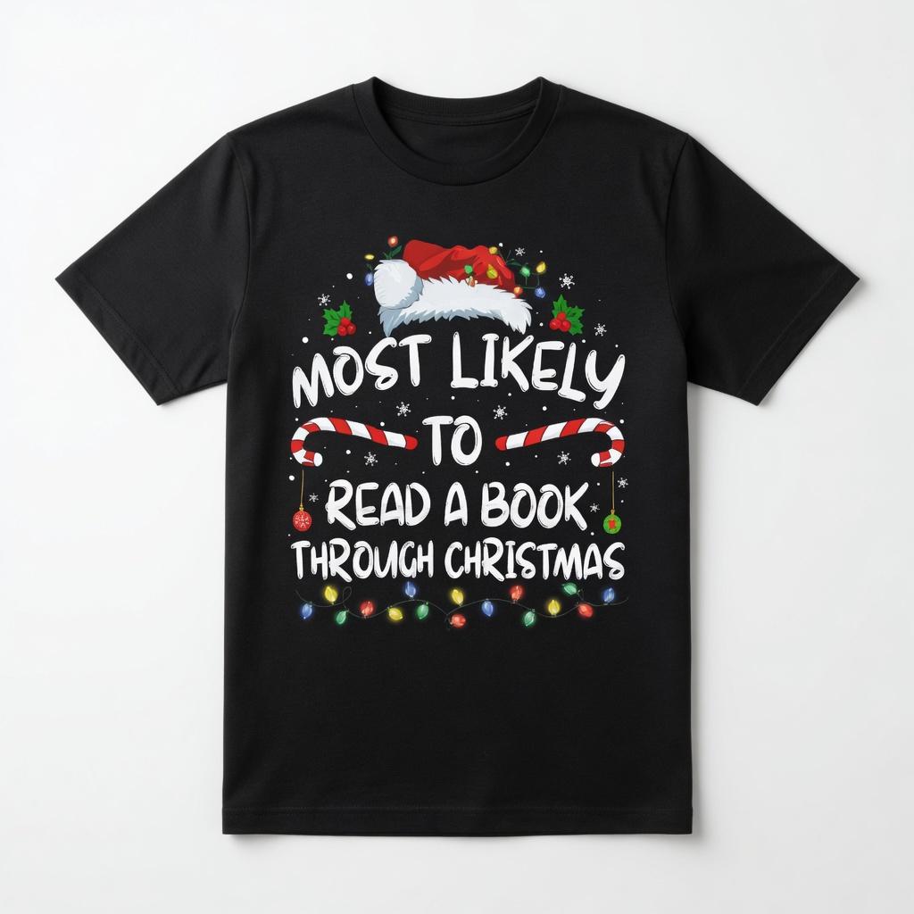black Christmas shirt, Small Ladies