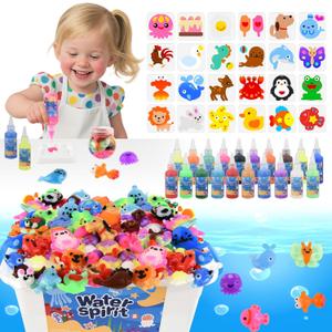 Magic Water Elf Toy Kit, Waters Pets, Aqua Fairy Water Gel Kit with 20 Magic Gels & 24 Shape Molds, DIY Squishy Maker, Summer Activities for KidsMake Your Own Squishies Toys Crafts for Boys & Girls