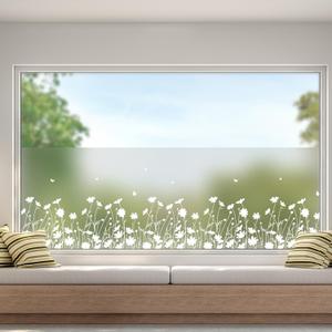 MSUP Window Film Privacy Vinyl Frosted Window Film No Glue Stained Glass Window Film Removable Floral Static Cling Films for Kitchen, Bathroom, Kids Room 35.4"" x 78.7"", MSUPBLTUW20240312