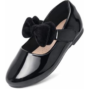 Toddler Girl Dress Shoes Mary Jane Flower Girl Flats for Wedding & Party, Soft Insole Easy On & Off Dress Shoes for Toddler/Little Girls, Size 8