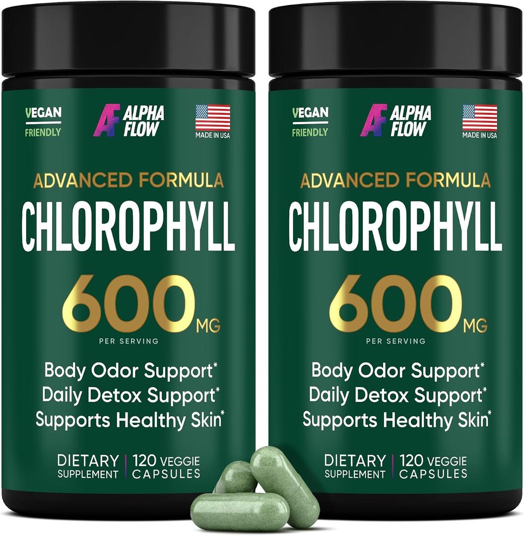 [2 Pack] Chlorophyll Capsules 600mg - Freshness support for Women & Men