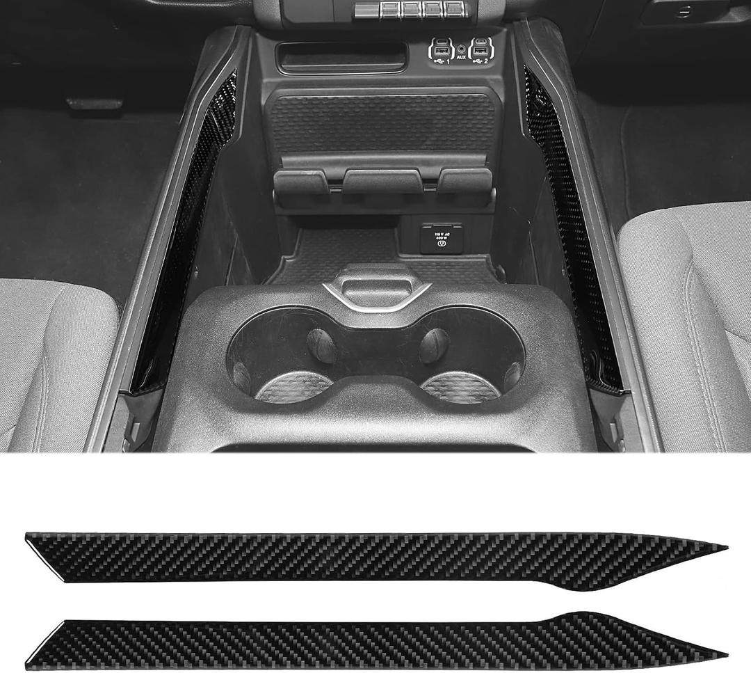 Real Carbon Fiber Center Console Armrest Box Inside Strips Cover Compatible with 2018-2025 Dodge RAM