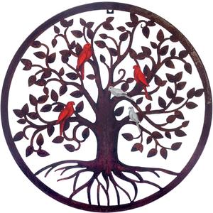 CHINDEUISYUT 18 Inches Tree of Life Wall Art Metal, Large Metal Tree of Life Wall Decor Wall Hanging for Living Room Bedroom Garden Porch Patio Office Home Decor, 18in x 18in x 0.88 in