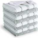 KitchenAid Albany Dishcloth 8 Pack Set, Matte Grey/White, 12"x12" (Small)