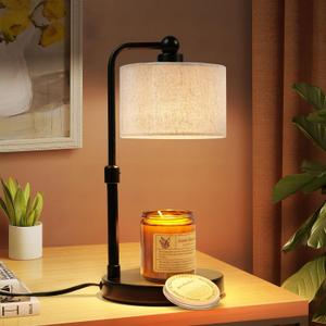 Candle Warmer Lamp with Timer, Dimmable Candle Wax Warmer, Height Adjustable Electric Candle Lamp Warmer with 2 Bulbs, Birthday Gifts for Women Her, Mom Gifts Idea, Vintage Home Decor for Bedroom (Flaxen)