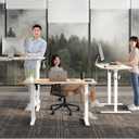 Electric Standing Desk,40x24 Inches Adjustable Height Stand up Desk, Sit Stand Home Office Desk with Splice Board, 3 Preset Heights,Equipped with Hooks,Ergonomic Computer Workstation，Nature