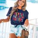 Mental Health Shirt Women Therapist Psychologist Shirts Inspirational Graphic Tees Motivational Gift Tops (L)