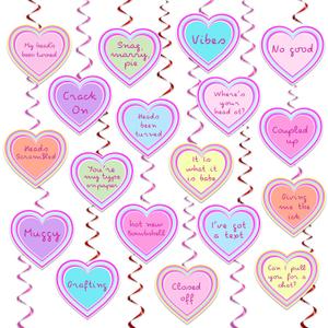 36Pcs Love Villa Island Party Decorations Set | Love Hanging Swirls with Funny Quotes Romance Themed Party Ceiling Hanging Decorations for Bachelorette Party Supplies