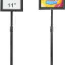 VEVOR Pedestal Sign Holder, 8.5 x 11 Inch Vertical and Horizontal Adjustable Poster Stand, Heavy-Duty Floor Standing Sign Holder with Round Base for Display, Advertisement, and Outdoor, Black
