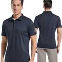 Mens Golf Shirt Short Sleeve Moisture Wicking Dry Fit Performance Solid Casual Pique Collared Golf Polo Shirts for Men (Blue, L)