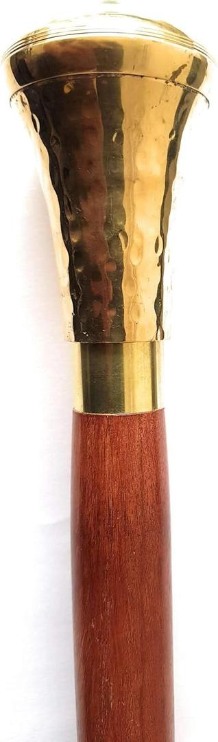Victorian Walking Stick Cane Brass Handle with Brown Wooden Cane Vintage Collection
