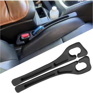 Car Seat Gap Filler Organizer 2 Pack, Car Gap Filler with Storage Slot Between Seat and Console, Universal Anti-Drop Organizer for Auto SUV Truck Accessories, Black