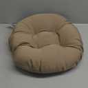 Blazing Needles Solid Twill Round Footstool Cushion, 18", Toffee