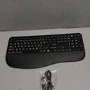 Large Print Backlit Wireless Keyboard  Ergonomic Keyboards with Wrist Rest, 7-Color Light up, Quiet Low Profile Keys, 2.4G Wireless Rechargeable Full Size Keypad for Computer Laptop Windows, Black