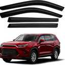 Canvcle Grand Highlander Rain Guards-Window Visors for Toyota Grand Highlander 2024 2025 2026, Outside-Mount Tape-On Side Window Wind Deflectors for Car Accessories Vent Visors Rainproof Black