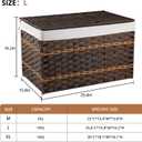 OIAHOMY Storage Basket with Lid, 27.7 Gallon (105L) Blanket Basket with Removable Liner Bag, Synthetic Wicker Hamper with Handle, Hamper for Living Room, Brown