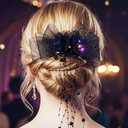 2 x Yokawe LED Light Up Hair Bow Clip,Black Tulle Flower Prom Wedding Costume Accessory with Pearls & Feathers for Women