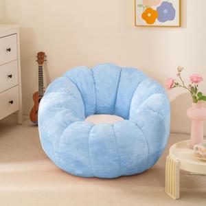 IEVENW Pumpkin Bean Bag Sofa Chair, Bean Bag Chair with Filler for Teens, Kids, Toddler, Comfy and Lazy Sofa for Dorm, Apartment, Living Room and Bedroom, Sky Blue (Medium)