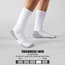MUQU Mens White Crew Socks - Cushioned Sports Athletic Socks For Walking Hiking Running 6 Pairs (White, M)