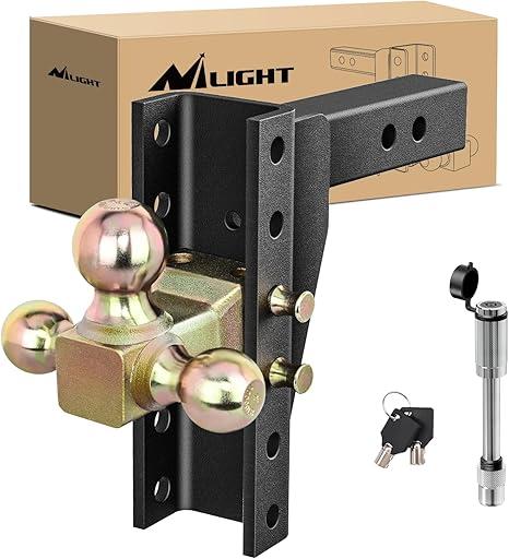 Might 8 Inch/Rise A djustable Tri-Ball Trailer Hitch Mount
