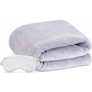 Travel Blanket, Airplane Blanket, Ultra-Soft, Warm & Lightweight, 65x40 in, Outdoor Blanket Essentials for Women, Men & Kids, Included Eye Mask, Luggage Sleeve & Backpack Clip (Dark Grey)