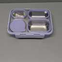 Stainless Steel Bento Lunch Box for kids/Adults with 4 Compartments, 8oz Soup Bowl, Leakproof 3-Seal Lid & Metal Spoon, BPA-Free, Dishwasher Safe  36oz Purple