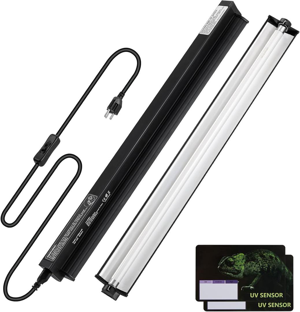 DXOPHIEX 24W HO T5 UVB Reptile Light Fixture with Bulb 24 inch, Bearded Dragon UVB Light Bar with 10.0 Bulb for Reptiles Like Bearded Dragon Turtles Lizard Snake and Gecko