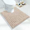 Yimobra Toilet Rugs U Shaped 24x20, Soft Comfortable Absorbent Chenille Toilet Mat for Bathroom Floor, Non-Slip Contour Bathroom Rugs for Toilet, Dry Quickly Machine Washable, Beige (24" x 20")