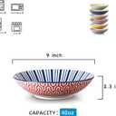 Selamica Porcelain 40oz Large Bowls 9 inch Big Pasta Salad Bowls, Microwave and Oven Safe, Colorful, Set of 6