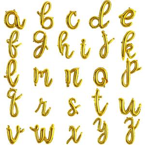 TONIFUL 52 Pcs 16 Inch Gold Cursive Letter A-Z Balloons,Cursive Custom Phrase Foil Alphabet DIY Personalized Phrase Banner for Birthday Anniversary Celebration Graduation Party Supplies Decor