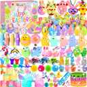 330 Pcs Easter Egg Hunt Set Includes 110 Prefilled Plastic Eggs with 220 Assorted Novelty Toys and Rings, Keychain, Stickers for Easter Baskets and Party Supplies