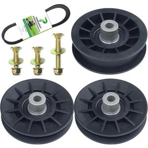 2 Pack 532194326 V-Groove Idler Pulley with 532194327 Flat Idler Pulley 592855201 Belt 1/2x93 and Hardware Kit for Husqvarna YTH22v46 YTH24v48 YTH20k46 YTH2348 YTH1542xp LGT2654 Ride Mowers