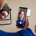 Portable LED Selfie Light Dual Sided Video Conference Lighting with Strong Magnetic Attraction Rechargeable 750mAh, Multipurpose Photography RGB Light for iPhone Phone Webcam Laptop Photo Makeup