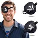 Pirate Eye Patch for Adults, 2 Pack Adjustable 3D Skull & Crossbones Eyepatch for Halloween Costume, Lazy Eye Amblyopia Treatment Left/Right Eye Cover