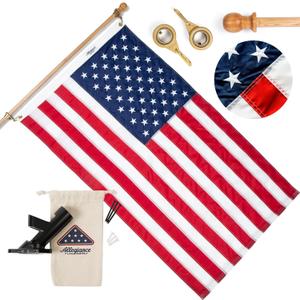 Allegiance Flag Supply Pre-Assembled American Flag Set | American-Sourced Nylon Fabric, Embroidered Stars, Hand-Stitched | Proudly Made in USA (3' x 5')