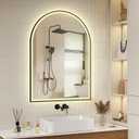 40''x30'' Arched LED Bathroom Mirror with Lights, Lighted Mirrors for Bathroom Wall, Anti-Fog, 3 Colors Dimmable, Memory Function, Backlit + Front Lit, Waterproof, Shatter-Proof, Black Framed Arched