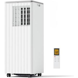 8,000 BTU Portable Air Conditioner, Portable AC Unit with Built-in Dehumidifier and Cooling Fan for Room up to 350 sq.ft., 24 Hour Timer & Remote Control & Window Mount Kit, White