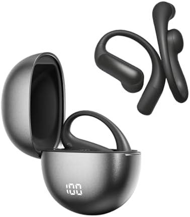 True Wireless Earphones Over The Ear with Ear Hooks Open Ear Headphones Bluetooth Over Ear Earbuds Bone Conduction Headphones Earphones Wireless, Black