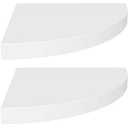 vidaXL 4 pcs Floating Corner Shelves in White Measuring 13.8"x13.8"x1.5", Durable MDF and Metal Shelf for Books and Decorative Display, Easy Installation with Invisible Mounting System