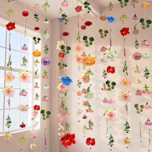 XunYee 6 Pcs 35.4 ft Flower Garlands Artificial Wildflower Vines Floral Hanging Backdrop Fake Flower Garlands Faux Silk Wildflower Vine for Wedding Bridal Shower Home Garden Wall Arch Decor(Floral)