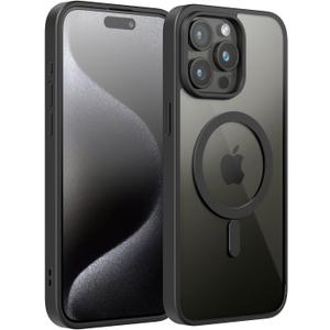 MOYAC for iPhone 15 Pro Case, Compatible with MagSafe, Military-Grade Protection, Yellowing Resistant, Scratch-Resistant Back, Magnetic Phone Case for iPhone 15 Pro, Black