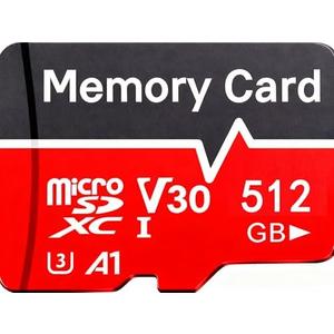 512GB Micro TF Memory Card U3 V30, High Speed Class 10 with SD Adapter for Camera, Security System, GoPro, Action Cam, Dash Cam, Drone, Tablet (512GB)
