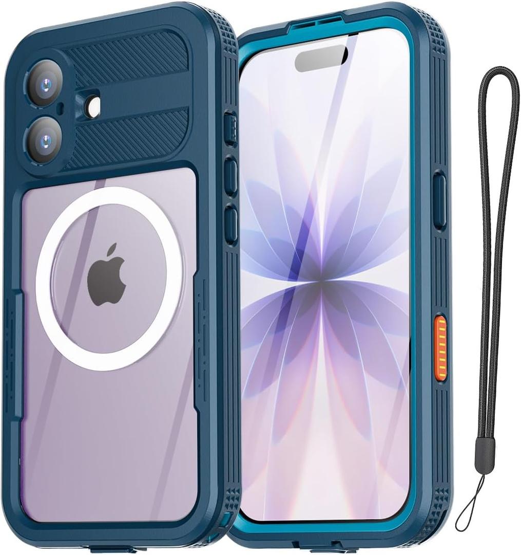 AICase Waterproof Case for iPhone 17 with MagSafe Clear Water Proof Snowproof/Dustproof/Shockproof,IP68 Certified 360 Full Body Protection Fully Sealed Underwater Cover for iPhone 17_118 (Blue)
