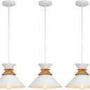 12 Inch White Pendant Lights Kitchen Island Hanging Light Fixtures Adjustable Rod Height Pendant Lighting for Dining Room 3 Pack