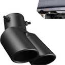 Dual Exhaust Tips, Double Outlet Bending Muffler Exhaust, Stainless Steel Tail Pipe Muffler Tip, Universal Car Exhaust Pipe Modification Accessories (Black)