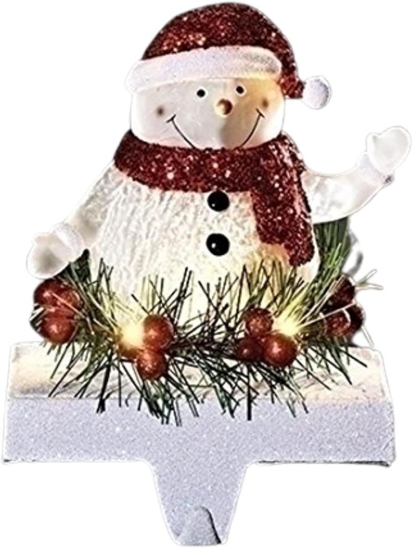 7 Inch Tall LED Snowman Stocking Holder