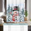 Christmas No Hook Shower Curtain with Snap in Liner, Snowman Snowflake Forest Shower Curtain for Bathroom Waterproof Winter Xmas Bath Curtain with See Through Mesh Top Window, 72" x 72"