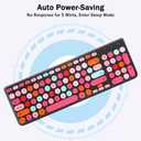 Wireless Keyboard and Mouse Combo, Retro Typewriter Keyboard with Round Keycaps, 2.4GHz USB Cute Wireless Keyboard Mouse for Computer, Desktop, Laptop and Computer (Black-Colorful)